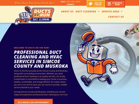 Screenshot of the Ducts on the Run homepage, ductsontherun.com, captured 2026-08-19, shown as the evidence for this review