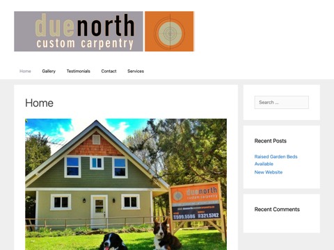 Screenshot of the Due North Custom Carpentry Ltd website