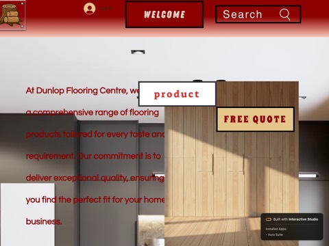 Screenshot of the Dunlop flooring center website