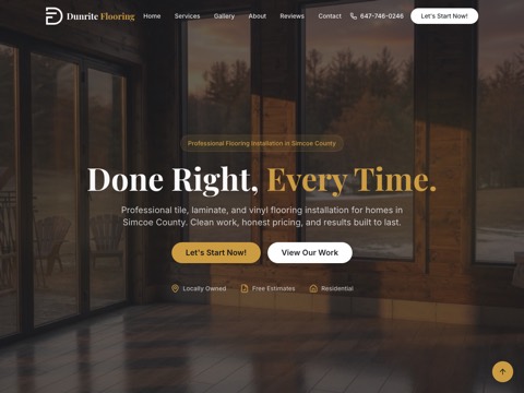 Screenshot of the Dunrite Flooring website