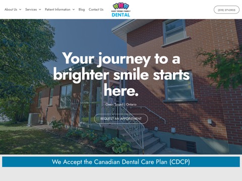 Screenshot of the East Ridge Family Dental website