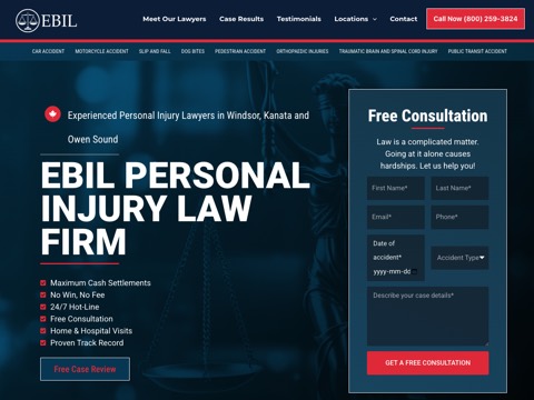 Screenshot of the EBIL Personal Injury Lawyer website