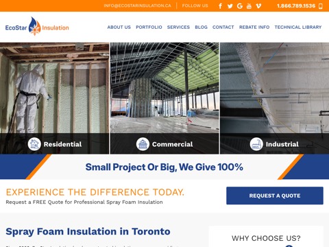 Screenshot of the EcoStar Insulation - Spray Foam Professionals website