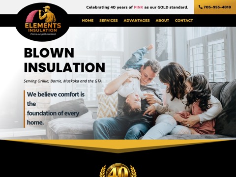 Screenshot of the Elements Insulation website