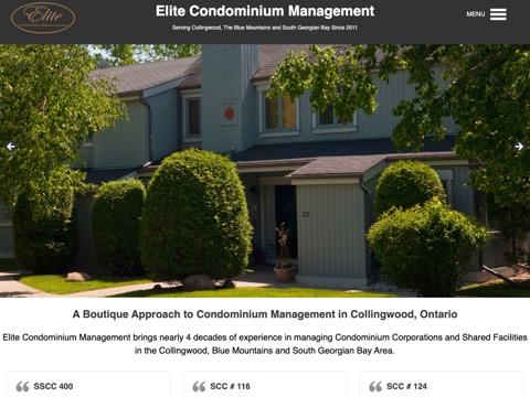 Screenshot of the Elite Condominium Management Inc. website