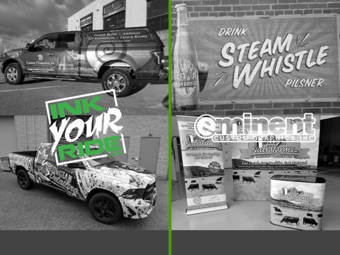Screenshot of the Eminent Custom Graphics Inc. homepage, www.inkyourride.com, captured 2026-08-19, shown as the evidence for this review