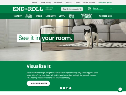 Screenshot of the End Of The Roll Flooring Centres - Barrie website