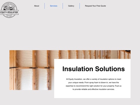 Screenshot of the Equity Insulation website