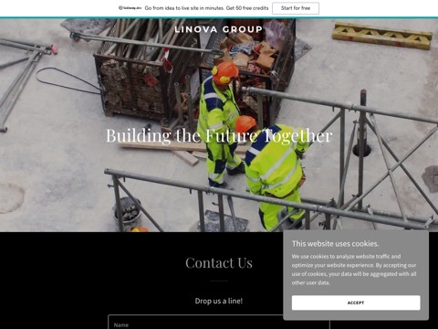 Screenshot of the Erudite Construction Inc homepage, linovagroup.ca, captured 2026-08-13, shown as the evidence for this review