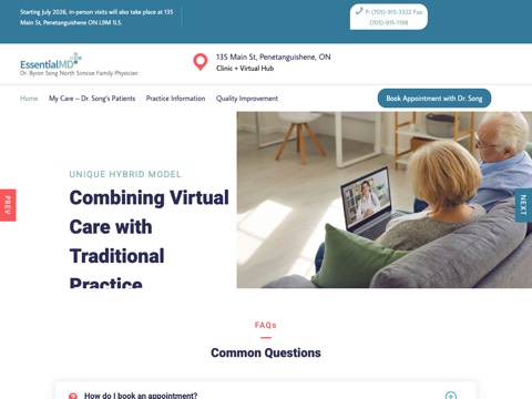 Screenshot of the EssentialMD homepage, essentialmd.ca, captured 2026-08-19, shown as the evidence for this review