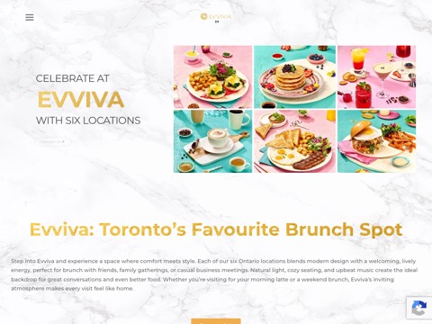 Screenshot of the Evviva Breakfast & Lunch homepage, evviva.ca, captured 2026-08-19, shown as the evidence for this review