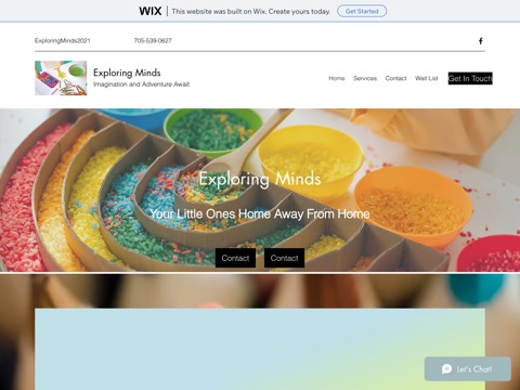 Screenshot of the Exploring Minds Daycare ( Formerly Little Sprouts Daycare ) website