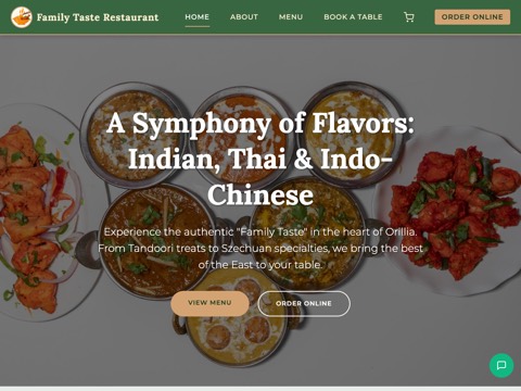 Screenshot of the Family Taste Restaurant website