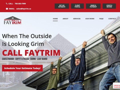 Screenshot of the FayTrim Exterior Solutions website