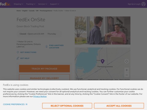 Screenshot of the FedEx OnSite website