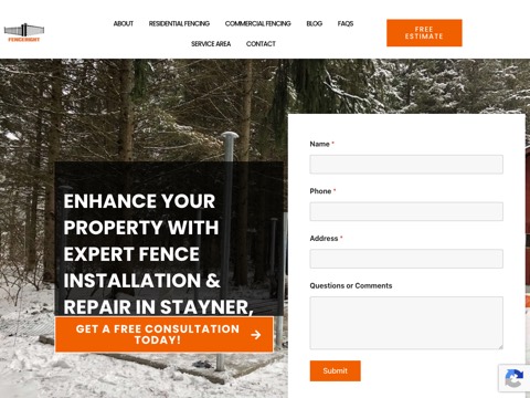 Screenshot of the Fence Right Inc website