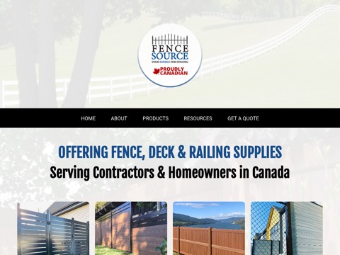Screenshot of the FenceSource - Your Source for Fencing website