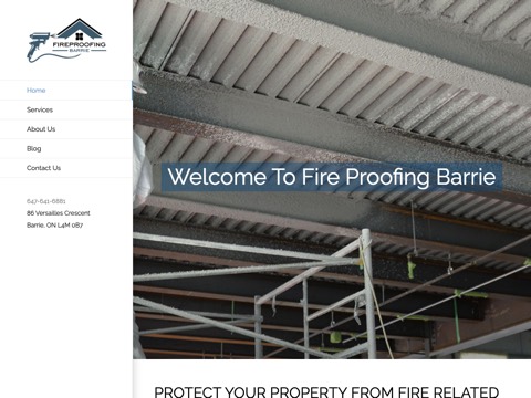 Screenshot of the Fire Proofing Barrie website