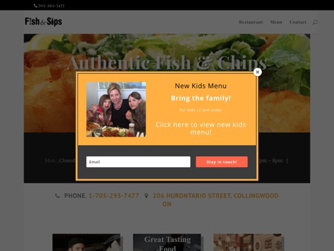 Screenshot of the Fish & Sips website
