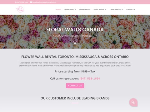 Screenshot of the Floral Walls website