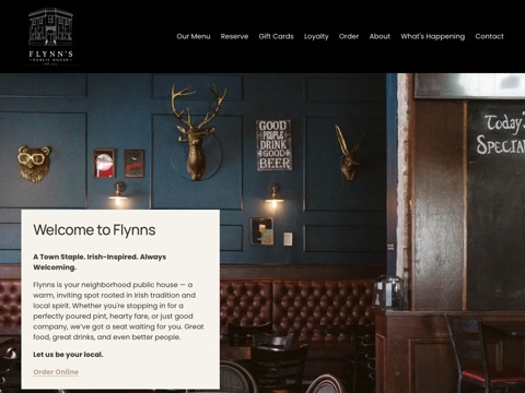 Screenshot of the Flynn's Public House website