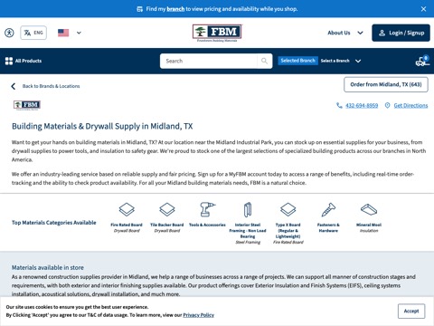 Screenshot of the Foundation Building Materials website