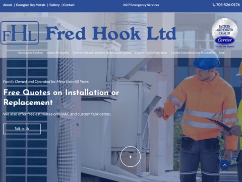 Screenshot of the Fred Hook Ltd. website