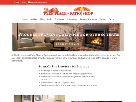 Screenshot of the Fyre Place And Patio Shop The homepage, thefyreplace.com, captured 2026-08-19, shown as the evidence for this review