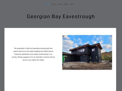 Screenshot of the Georgian Bay Eavestrough website