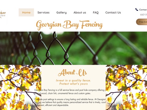 Screenshot of the Georgian Bay Fencing website
