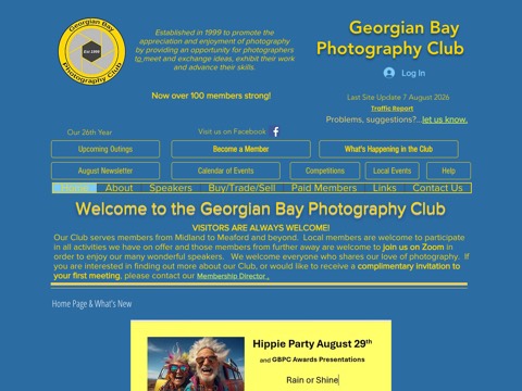 Screenshot of the Georgian Bay Photography Club website