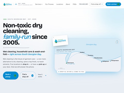 Screenshot of the Georgian Bay Wet Cleaners website