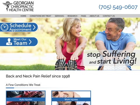 Screenshot of the Georgian Chiropractic Health Centre website