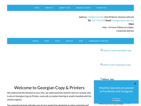Screenshot of the Georgian Copy & Printers Inc. website