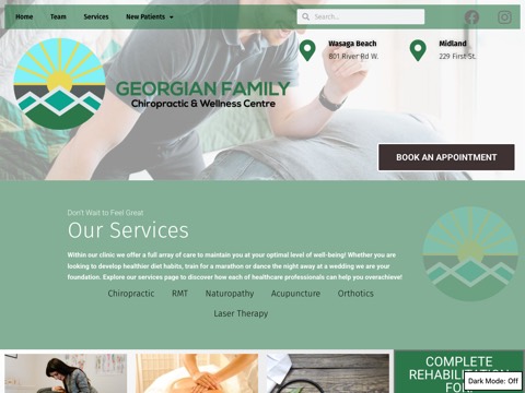 Screenshot of the Georgian Family Chiropractic & Wellness Centre website