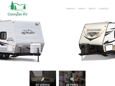 Screenshot of the Georgian RV homepage at www.georgianrv.ca, captured 2026-08-19, shown as the evidence for the review on this page