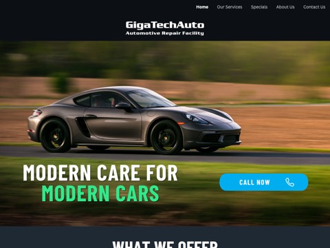 Screenshot of the GigaTech Auto homepage, gigatechauto.ca, captured 2026-08-19, shown as the evidence for this review