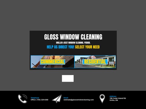 Screenshot of the Gloss Window Cleaning homepage, www.glosswindowcleaning.com, captured 2026-08-19, shown as the evidence for this review