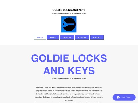 Screenshot of the Goldie Locks and Keys website