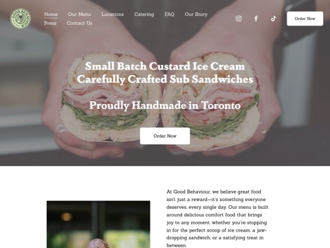 Screenshot of the Good Behaviour at Lagom homepage, goodbehaviourto.ca, captured 2026-08-19, shown as the evidence for this review