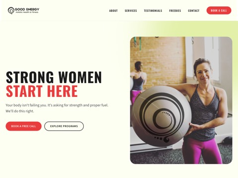 Screenshot of the Good Energy Coach homepage, goodenergycoach.com, captured 2026-08-19, shown as the evidence for this review
