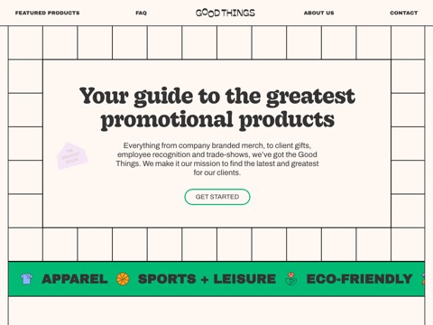 Screenshot of the Good Things Promo homepage, www.goodthingspromo.com, captured 2026-08-19, shown as the evidence for this review