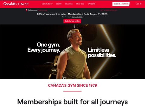 Screenshot of the GoodLife Fitness Owen Sound Heritage Place website
