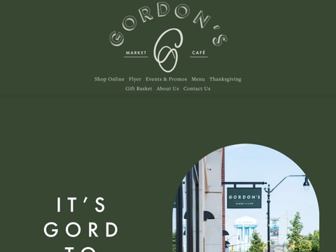 Screenshot of the Gordon's Market & Café website
