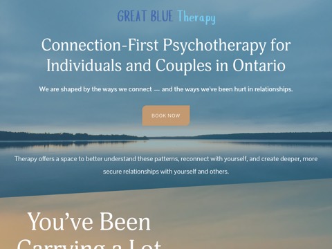 Screenshot of the Great Blue Therapy homepage, greatbluetherapy.com, captured 2026-08-19, shown as the evidence for this review