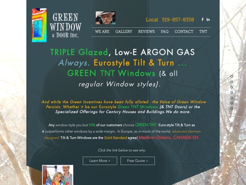 Screenshot of the GREEN Window & Door Inc. website