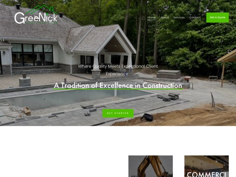 Screenshot of the GreeNick Construction homepage, www.greenick.ca, captured 2026-08-13, shown as the evidence for this review