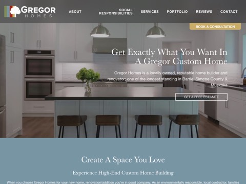 Screenshot of the Gregor Homes Ltd. homepage, www.gregorhomes.com, captured 2026-08-19, shown as the evidence for this review