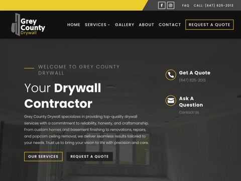 Screenshot of the Grey County Drywall website