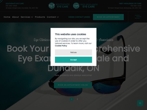 Screenshot of the Grey Highlands Eye Care website
